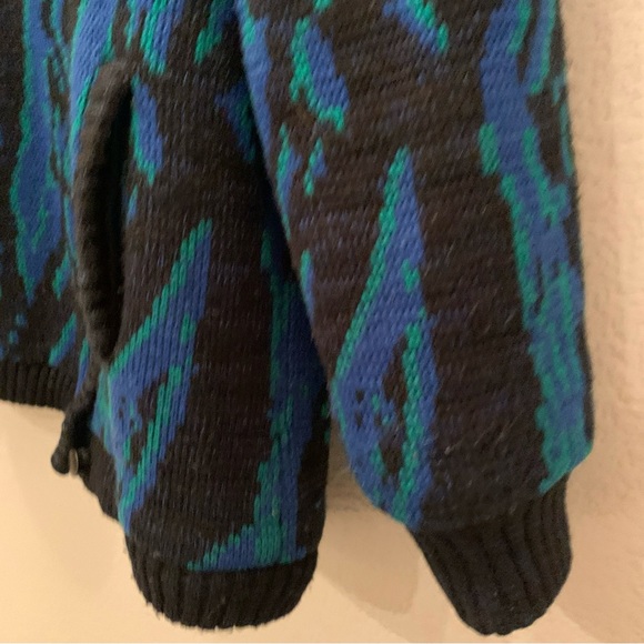 Vintage Alexandra Leigh Lined Abstract Sweater Jacket Coat 80s Size 14/16 Large - Picture 8 of 12